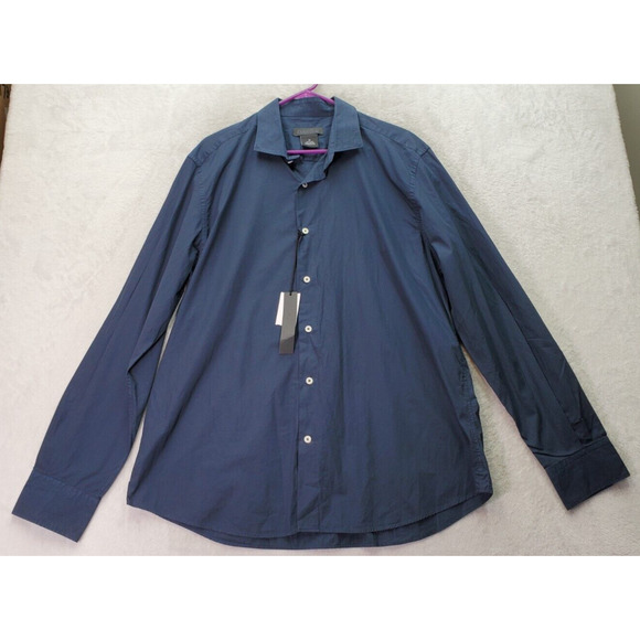 Dylan Gray Poplin Shirt Mens XL Navy 100% Cotton Long Sleeve Collar Button Down - Picture 1 of 9